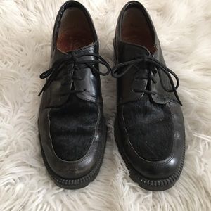 Joan & David Leather & Fur Oxford Shoe.